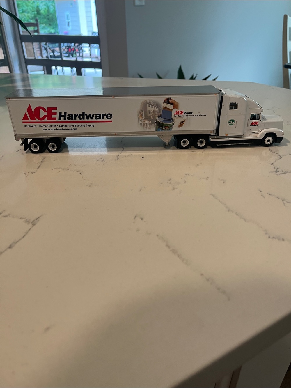 White and Red Toy Semi Truck - Kids Toy